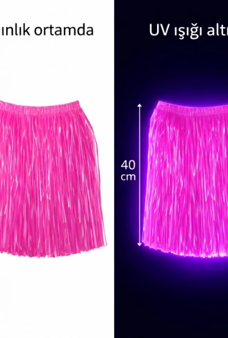 Neon Pembe Hawaii Parti Eteği 40 cm (4940)