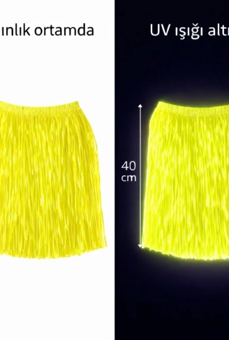 Neon Sarı Hawaii Parti Eteği 40 cm (4940)