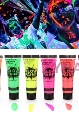Neonlu Glow Parti Yüz Boyası 6 Renk 6 Adet (4940)