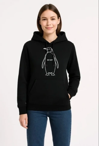 Nihilist Penguen Özel Tasarım Oversize Kapüşonlu Sweatshirt - Siyah