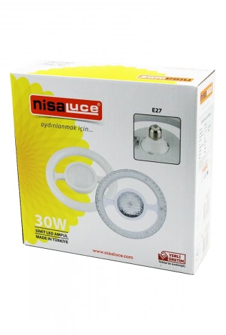 NİSALUCE EAMP-059/KB  MİKA KRİSTAL PLASTİK CAM   SİMİT MODEL  LED AMPUL  30W   E27   BEYAZ=6500K   2700 LUMEN (4940)
