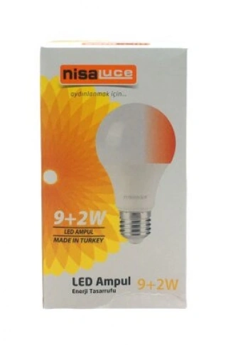 NİSALUCE EAMP-074/BK 9+2W E27 BEYAZ-KIRMIZI LED AMPUL (4940)