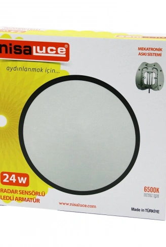 NİSALUCE EAMP-106/B 24W RADAR SENSÖRLÜ LEDLİ ARMATÜR BEYAZ ÇERÇEVE MEKATRONİK ASKI SİSTEMİ 6500K - 2160Lm (4940)