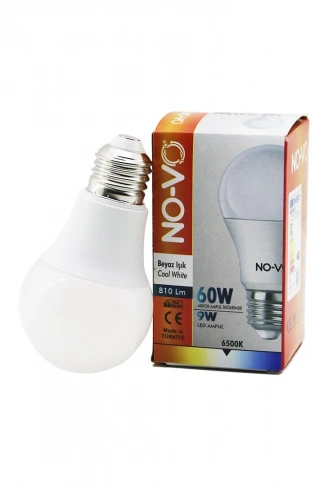 NO-VO 9W=60W E27 BEYAZ LED AMPUL 6500K - 810Lm (4940)