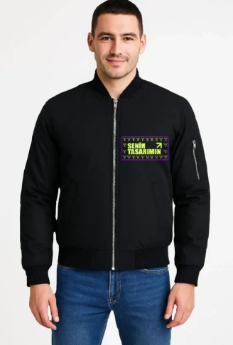 Ön Bomber Ceket - Siyah