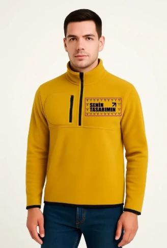 Ön Polar Kazak Dik Yaka - Sarı