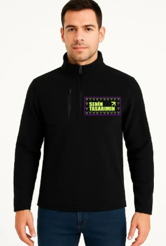 Ön Polar Kazak Dik Yaka - Siyah