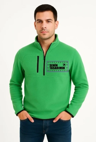 Ön Polar Kazak Dik Yaka - Yeşil