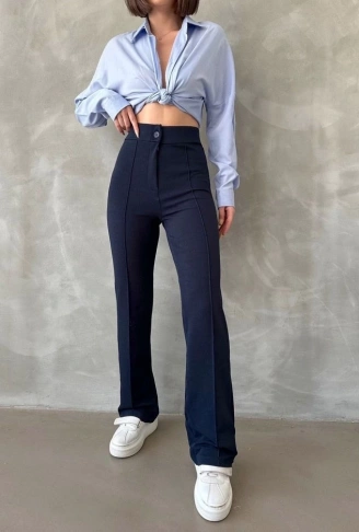 Önü cumalı ithal krep pantolon