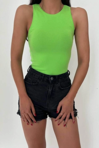 Örme Bisiklet Yaka Atlet - Fıstık Yeşili