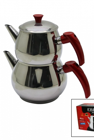 ORTA BOY KÜRE ÇELİK ÇAYDANLIK SETİ ÜST: 1LT - ALT: 1.60LT (4940)