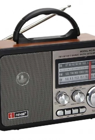Orta Boy Retro, Nostaljik, Ahşap Tasarım Bluetooth Hoparlörlü, Şarjlı, Taşınabilir FM/AM Destekli Radyo NS-8897 (4940)