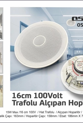 OSAWA OSW-628 16CM TWEETERLİ 100 VOLT TRAFOLU ALÇIPAN HOPARLÖR (4940)