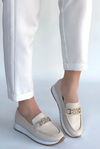 Otra Bej Cilt Babet Ayakkabı