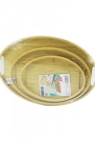 OVAL - 3 BOY BAMBU AHŞAP TEPSİ SETİ 20X29--26X36--31X45CM (4940)