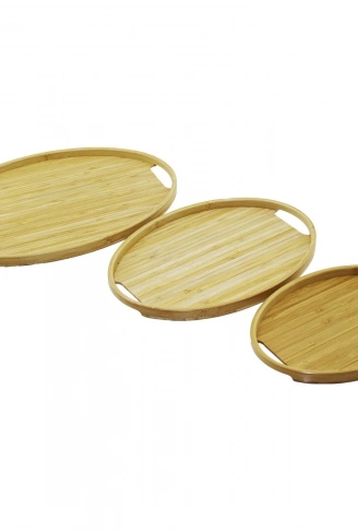 OVAL - 3 BOY BAMBU AHŞAP TEPSİ SETİ 20X29--26X36--31X45CM (4940)
