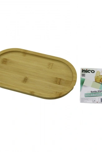 OVAL AHŞAP BAMBU SERVİS SUNUM TEPSİ - TAHTASI MİNİ TEPSİ 25 X 14 X 1.4CM (4940)