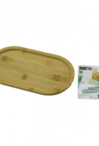 OVAL AHŞAP BAMBU SERVİS SUNUM TEPSİ - TAHTASI MİNİ TEPSİ 25 X 14 X 1.4CM (4940)