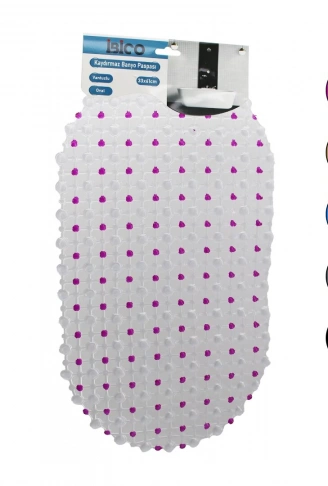 OVAL - EKO PVC +VANTUZ DESEN - ŞEFFAF RENKLİ 122PCS VANTUZ KAYDIRMAZ BANYO - KÜVET PASPAS 33X61CM (4940)