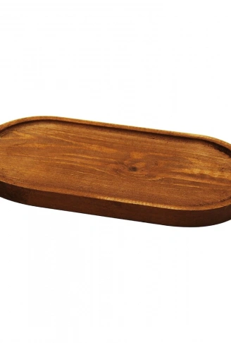 OVAL   KOYU RENK=KAHVERENGİ  AHŞAP YAĞDANLIK ALTLIK  25X12.5CM (4940)