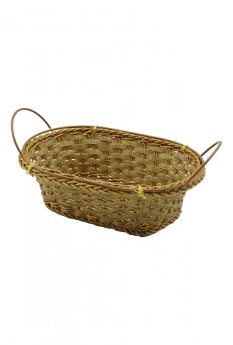 OVAL PLASTİK HASIR EKMEK - ÇOK AMAÇLI SEPET KULPLU - METAL İSKELET TABAN:11X18- AĞIZ:18X24.5CM D:8CM (4940)
