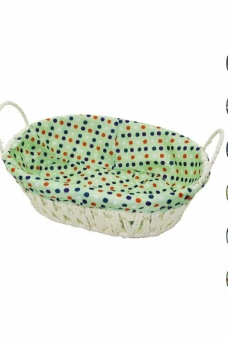 OVAL RENKLİ BEZLİ HASIR EKMEK SEPETİ (4940)