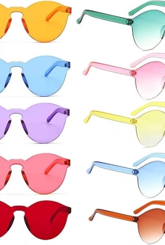 Oval Şekilli Çerçevesiz Parti Gözlüğü 6 Renk 6 Adet (4940)