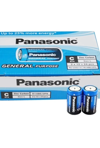 PANASONIC R14BE/2PS MANGANEZ  ORTA C BOY 24 LÜ PİL PAKET FİYATI (4940)