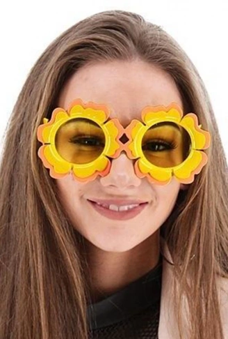 Papatya Şekilli Turuncu Sarı Renkli Hawaii Konsept Parti Gözlüğü 15x7 cm (4940)