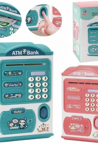 Parmak İzi Görünümlü Elektronik Şifreli Otomatik Kağıt Para Alan ATM Kumbara (4940)