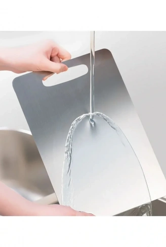 Paslanmaz Çelik Kesme Tahtası 24X15 cm Mutfak Sebze Et Kesme Tahtası Doğrama Tahtası Mutfak Aksesuarları (4940)