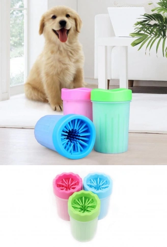 Pati Ayak Yıkama Kovası Silikon Jel Fırçalı Kedi Köpek  (Küçük) (4940)