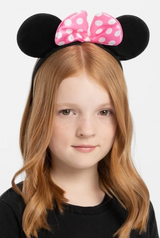 Pembe Fiyonklu Minnie Mouse Tacı Mini Kulak (4940)