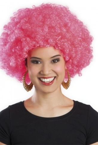 Pembe Renk Kıvırcık Afro Bonus Peruk (4940)