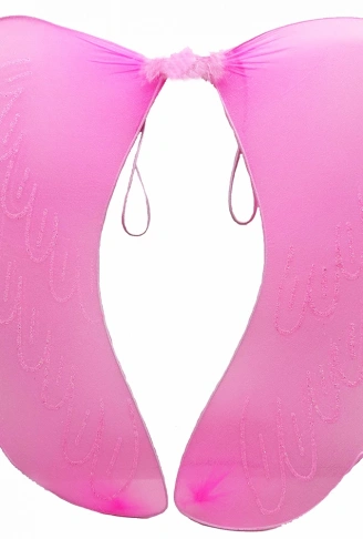Pembe Renk Ortası Pembe Tüylü Tül Peri Kanadı 40x50 cm (4940)