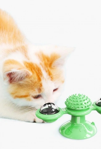 Pet Malzemeleri Vantuzlu Fırıldak Toplu Dönen Şeffaf Depo Tasarım İnteraktif Kedi Oyuncağı (4940)