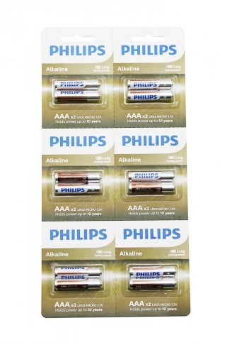 PHILIPS  ALKALİNE İNCE - AAA - 1.5V  PİL  12PCS= 2Lİ X 6 (4940)