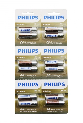 PHILIPS  ALKALİNE KALEM - AA - 1.5V  PİL  12PCS= 2Lİ X 6 (4940)