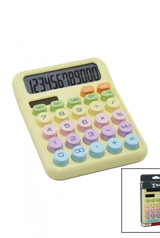 PİLLİ - GÜNEŞ ENERJİLİ DAKTİLO TUŞ MODEL=RENKLİ 12 HANELİ HESAP MAKİNESİ 16X12X2CM 162GR (4940)
