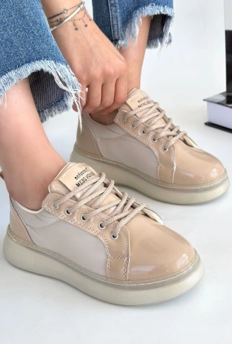 Piona Bej Rugan Bağcıklı Spor Ayakkabı