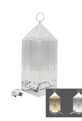 PİRAMİT KRİSTAL 3 RENK LED DOKUNMATİK USB ŞARJLI MASA LAMBASI (4940)