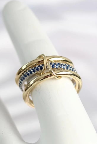 Pirinç Gold Renk Zirkon Taşlı 3Lü Kadın Yüzük