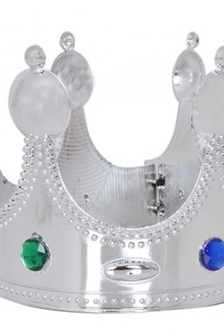 Plastik Kral Tacı Gümüş Renk Yetişkin 55 cm (4940)