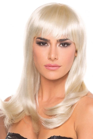 Platin Altın Dore Renk Uzun Düz Parti Peruğu (4940)