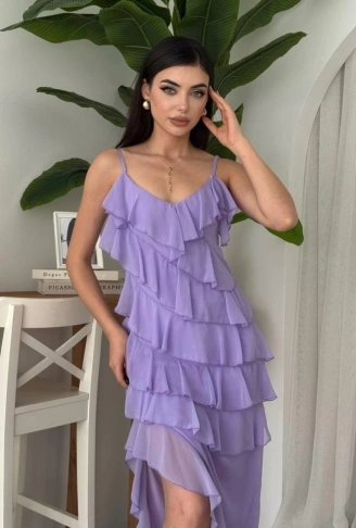 Ples Yırtmaç Detaylı Elbise