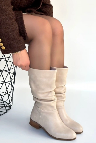 Plod Bej Cilt Körüklü Çizme