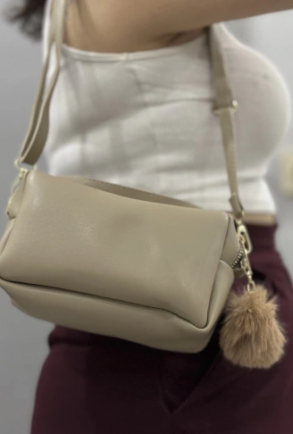 Ponpon vizon cilt çanta