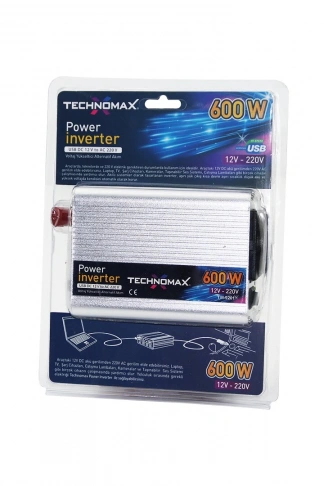 POWER İNVERTER GÜÇ ÇEVİRİCİ 600W 12V-220V DC-DOĞRU AKIMI--AC-ALTERNATİF AKIMA ÇEVİRİR TM-9201 (4940)