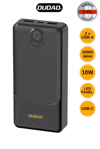 Powerbank Dudao K10Pro 2.4A 20000mAh 2 x USB-A - Siyah (4940)