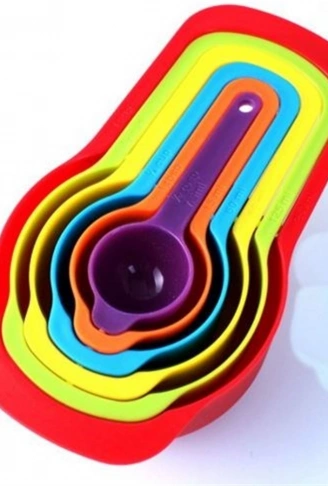 Pratik Ölçü Kaşığı Kabı 5'li Şeker Baharat Sıvı Ölçer Aparat (4940)